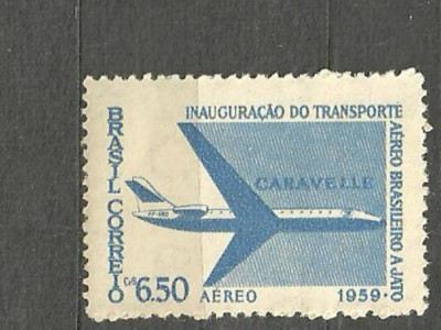 BRAZILIA 1959 - AVION DE PASAGERI CARAVELLE , timbru MNH, B33 foto