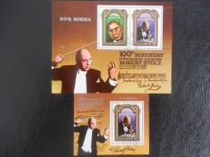 COREEA DE NORD-COMPOZITORUL ROBERT STOLZ - 2 BLOCURI STAMPILATE foto