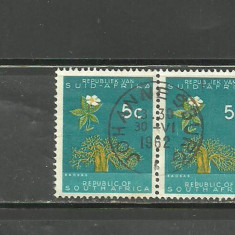 AFRICA DE SUD 1962 - BAOBAB, FLORI, ARBORE, timbru stampilat PERECHE, B34