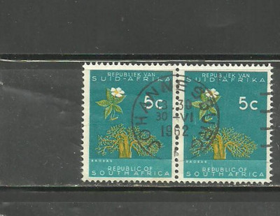 AFRICA DE SUD 1962 - BAOBAB, FLORI, ARBORE, timbru stampilat PERECHE, B34 foto