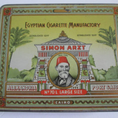 Pachet gol din tabla/litho colectie 20 tigari Simon Arzt din anii 30