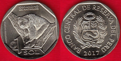 !!! PERU - 1 SOL 2017 , URSUL ANDIN CU OCHELARI - KM NEW - UNC foto