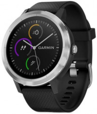 Ceas activity tracker Garmin Vivoactive 3, GPS, Bluetooth, Rezistenta la apa, Curea silicon (Negru/Argintiu) foto