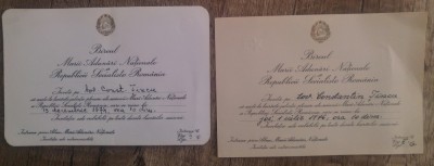Lot 2 invitatii oficiale Biroul Marii Adunari Nationale a RSR foto
