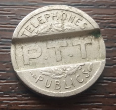 (M475) JETON TELEFON PUBLIC FRANCEZ - P.T.T - 1937 foto