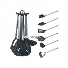 Set ustensile bucatarie cu suport Inox 7 piese Peterhof PH12144 foto