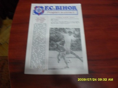 Program supliment FC Bihor iun. 1983 foto
