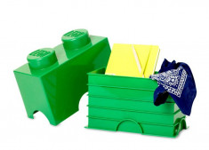 Cutie depozitare LEGO 1x2 - Verde inchis foto