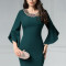 Rochie Maura verde inchis cu aplicatii elegante