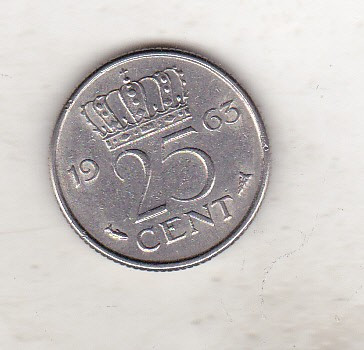 bnk mnd Olanda 25 cent 1963 foto