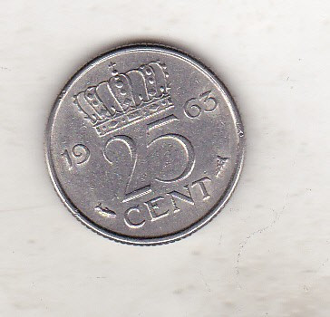 bnk mnd Olanda 25 cent 1963