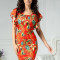 Rochie Alberta rosie cu frunze