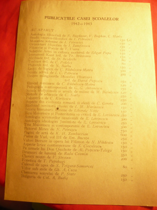 Publicatiile Casei Scoalelor 1942-1943 , 4 pag