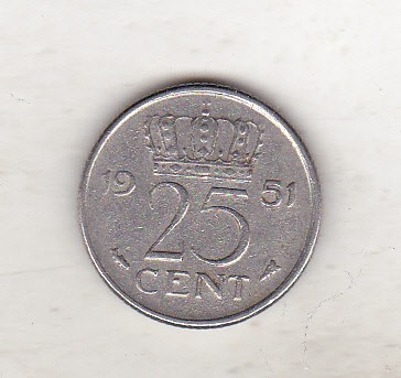bnk mnd Olanda 25 cent 1951