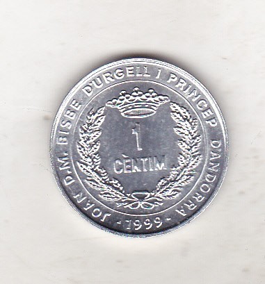 bnk mnd Andorra 1 centim 1999 , FAO , unc