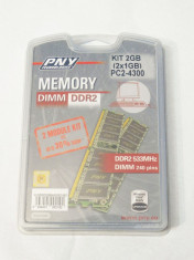 Kit 2 Gb memorie PC DIMM DDR 2 PC2 4300 2x1 Gb DDR 2 533 MHz PNY sigilat foto