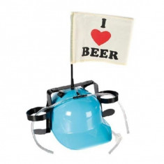 Casca baut bere cu steag i love beer, suport doua doze, diametru 30 cm culoare albastru Digital Media foto