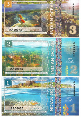 !!! INDIAN OCEAN - FAUNA &amp;amp; PEISAJE , LOT COMPLET (6 BUC.) 2017 - UNC / NR. 1 - 6 foto