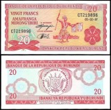 !!! BURUNDI - 20 FRANCI 1997 - P 27 d - UNC / SEMN. DIN IMAGINE