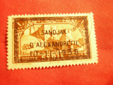Alexandrette -Colonie Franceza -Timbru 1 Piastru brun-galbui 1938 ,rama doliu, Stampilat