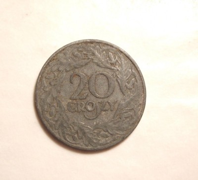 POLONIA 20 GROSZY 1923 ZINC / OCUPATIE GERMANA foto