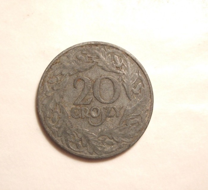 POLONIA 20 GROSZY 1923 ZINC / OCUPATIE GERMANA