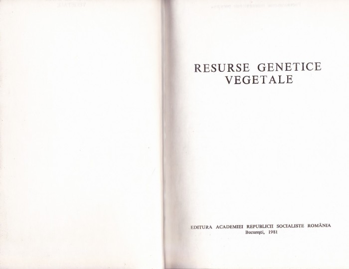 RESURSE GENETICE VEGETALE