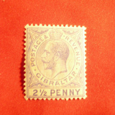 Timbru 2 1/2 penny ultramarin George V 1912 Gibraltar Colonie Britanica , sarnie