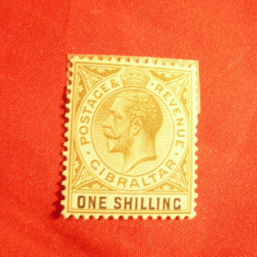 Timbru 1 Shilling George V 1919 Gibraltar Colonie Britanica , sarniera