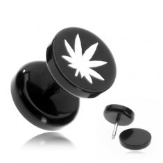 Plug fals din acrilic - frunza alba de marijuana foto