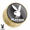 Plug pentru ureche in forma de ?a realizat din lemn natural, iepura?ul Playboy, baza neagra