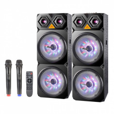 Sistem Karaoke ZEPHYR ZP 9999 2C12, 2 Boxe portabile, 12 inch, 120Wx2, Bluetoothe, Mp3, 2buc microafoane wireless, Negru foto