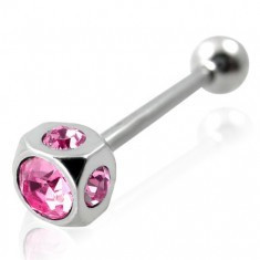 Piercing limba cu zircon colorat foto