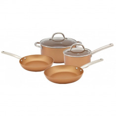 Set vase pentru gatit Oliver Brown OB 4418 G6, Aluminiu turnat, Acoperire neaderenta, Cupru foto