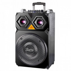 Boxa Karaoke ZEPHYR ZP 9999 F15, 15 inch, 800W, Baterie, Bluetooth, MP3, 2 Microfoane Wireless, Distanta, Negru foto