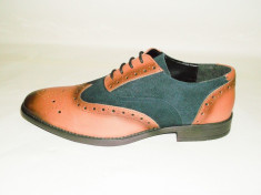 Redfoot Pantofi Barbati de piele intoarsa cu model-bronze si bleomarin foto