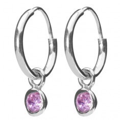 Cercei argint - inele mici, zircon roz Cercei argint - inele mici, zircon roz