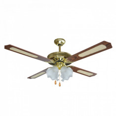 Ventilator de tavan cu lustra, Plafoniera, SAPIR SP 1760 4C4L, 70W, 132 cm, 3 trepte, Maro foto