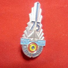 Insigna 75 Ani Aviatia Militara Romana ,aluminiu si email ,h=4cm