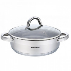 Cratita cu manere si capac Klausberg KB 7172, 26 cm, 4.6 litri, Fund gros, Inox foto