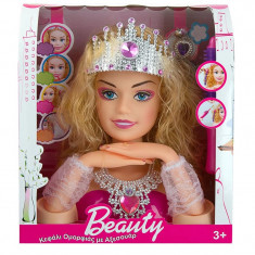 Cap papusa Barbie pentru machiaj, coronita, 3 ani+ foto