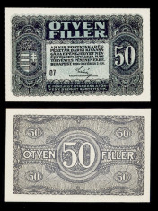 UNGARIA BANCNOTA DE 50 FILLER 1920 NECIRCULATA UNC foto