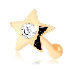 Piercing nas din aur de 14K - forma de stea, cu diamant foto