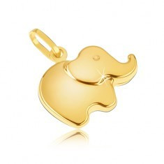 Pandantiv din aur galben 14K - elefant mic stralucitor rotunjit foto