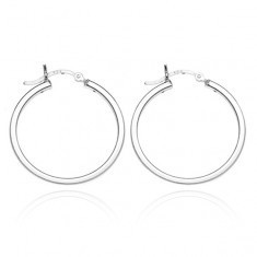 Cercei rotunzi, argint - linie simplă cu patru margini, 22 mm Cercei rotunzi, argint - linie simplă cu patru margini, 22 mm