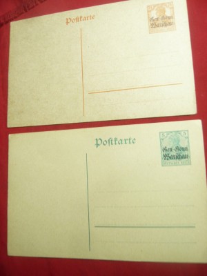2 Carti Postale de 5 si 7 1/2 pf ,supratipar Warsovia ( Polonia) foto