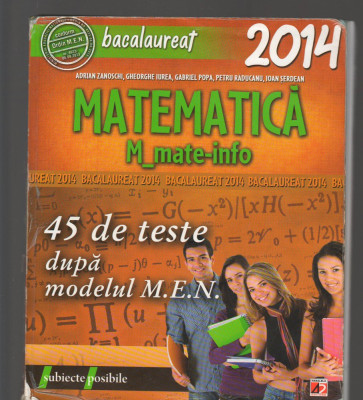 (C8182) MATEMATICA M_mate-info de ADRIAN ZANOSCHI, BACALAUREAT 2014 foto