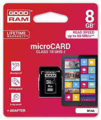 Card memorie GOODRAM Micro SDHC 8GB Class 10 UHS-I + Adapter foto
