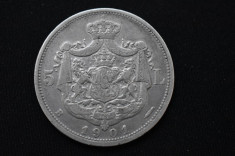 5 Lei 1901 - Carol I - Moneda Argint Romania - RARA foto