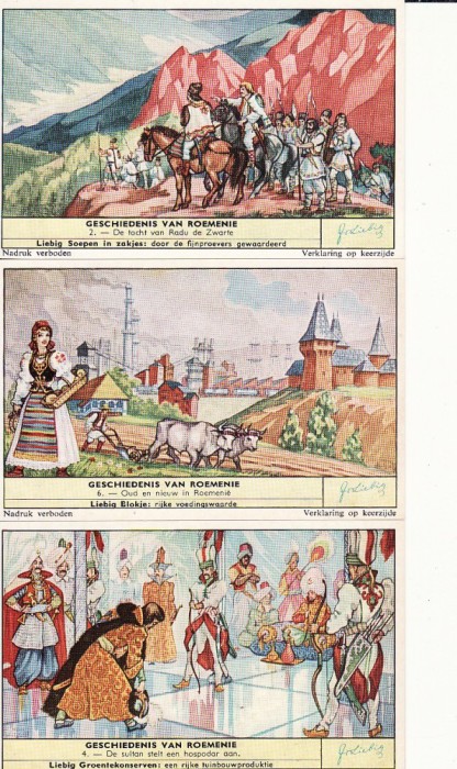 Cartoane publicitare -Scene din Romania-6 buc, port popular